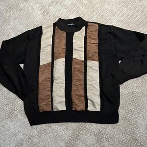 Portabella brown faux suede patch sweater